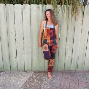 Hipster Patterned Overalls L